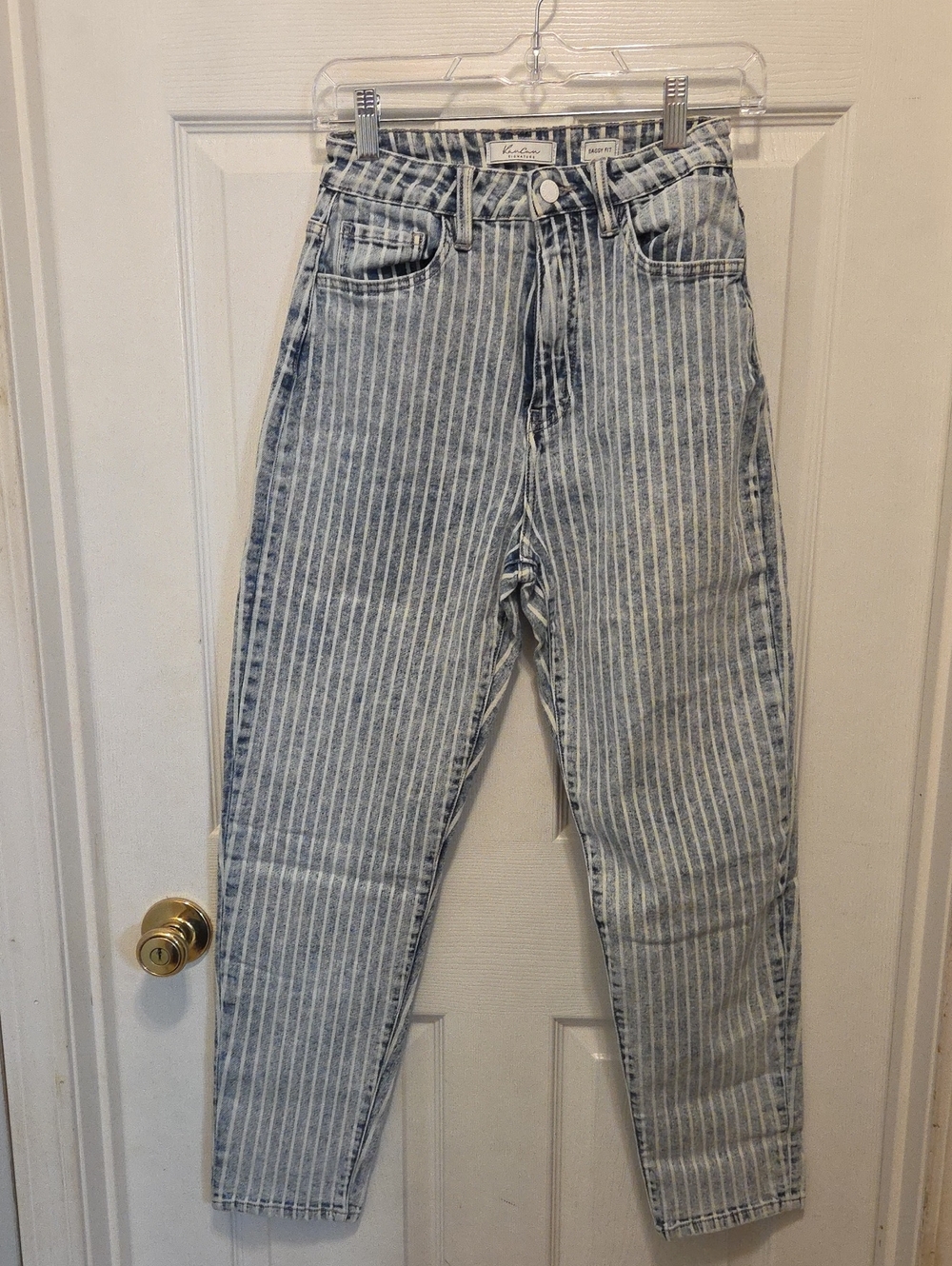 Unique KanCan Light Blue and White Striped Jeans